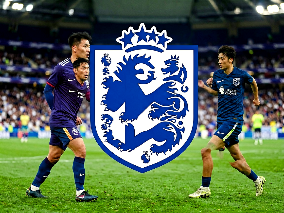 英格兰足球超级联赛官方标志，蓝色狮子图案在深蓝背景上